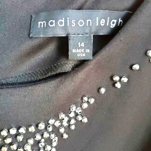 Madison Leigh Beaded Little Black Cocktail dress Size 14 - Picture 6 of 6